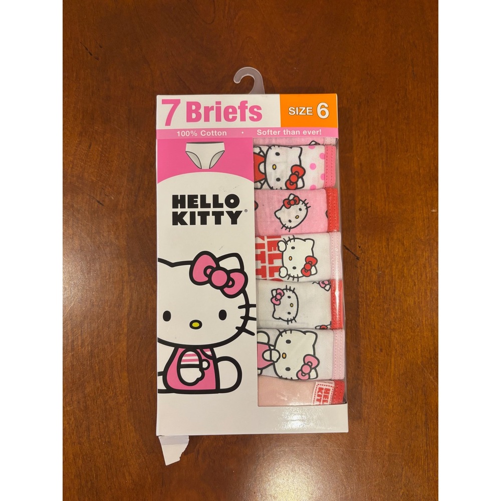 Hello Kittyโ Girls 7 Pack Cotton Briefs Underwear Pink White Red Size 6 NEW